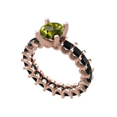 Divya Tamtur Yüzük - Peridot ve siyah zirkon 14 ayar rose altın yüzük #cqa6gl