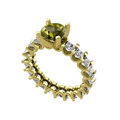 Peridot ve swarovski 8 ayar altın yüzük