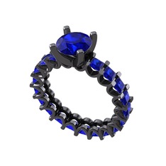 Lab safir 925 ayar siyah rodyum kaplama gümüş yüzük