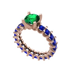 Yeşil kuvars ve lab safir 8 ayar rose altın yüzük