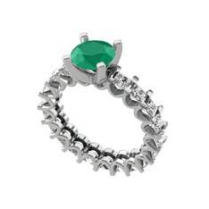 Divya Tamtur Yüzük - Kök zümrüt ve swarovski 14 ayar beyaz altın yüzük #drapi9