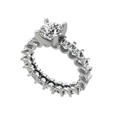 Swarovski 14 ayar beyaz altın yüzük