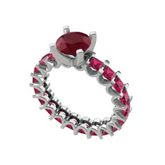 Divya Tamtur Yüzük - Kök yakut ve rodolit garnet 18 ayar beyaz altın yüzük #f3m4w1