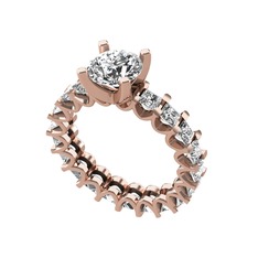 Swarovski ve pırlanta 14 ayar rose altın yüzük (3 karat)
