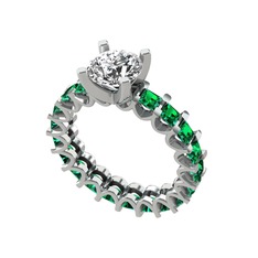 Divya Tamtur Yüzük - Swarovski ve yeşil kuvars 18 ayar beyaz altın yüzük #i2ps1b