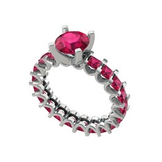 Rodolit garnet 18 ayar beyaz altın yüzük