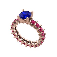 Lab safir ve rodolit garnet 14 ayar rose altın yüzük