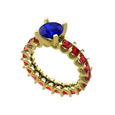 Divya Tamtur Yüzük - Lab safir ve garnet 14 ayar altın yüzük #jp0985