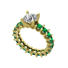 Divya Tamtur Yüzük - Swarovski ve yeşil kuvars 14 ayar altın yüzük #k4xtl0