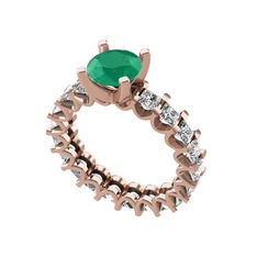 Divya Tamtur Yüzük - Kök zümrüt ve pırlanta 8 ayar rose altın yüzük (3 karat) #losr66