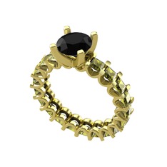 Divya Tamtur Yüzük - Siyah zirkon ve peridot 8 ayar altın yüzük #mdai4y