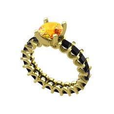 Divya Tamtur Yüzük - Sitrin ve siyah zirkon 14 ayar altın yüzük #mwnj40