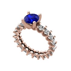 Divya Tamtur Yüzük - Lab safir ve swarovski 14 ayar rose altın yüzük #oqizyt