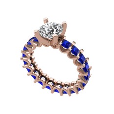 Swarovski ve lab safir 8 ayar rose altın yüzük