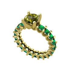 Divya Tamtur Yüzük - Peridot ve yeşil kuvars 925 ayar altın kaplama gümüş yüzük #q6r7dl