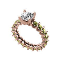 Divya Tamtur Yüzük - Beyaz zirkon ve peridot 18 ayar rose altın yüzük #r8dch4