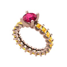 Rodolit garnet ve sitrin 18 ayar rose altın yüzük