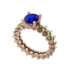 Lab safir ve peridot 18 ayar rose altın yüzük