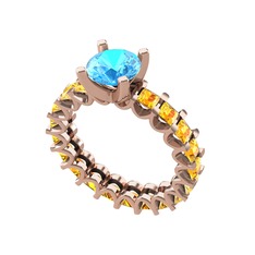 Divya Tamtur Yüzük - Akuamarin ve sitrin 18 ayar rose altın yüzük #uzf7h1