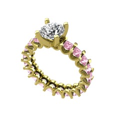 Divya Tamtur Yüzük - Swarovski ve pembe kuvars 14 ayar altın yüzük #yydrin