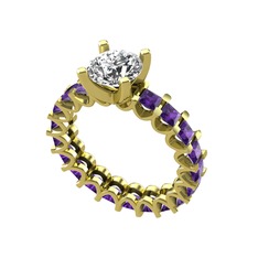 Divya Tamtur Yüzük - Swarovski ve ametist 8 ayar altın yüzük #zsmtlv