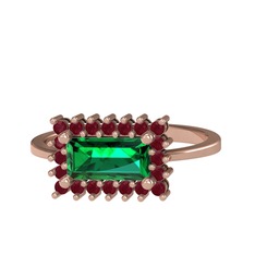 Via Yüzük - Yeşil kuvars ve kök yakut 14 ayar rose altın yüzük #10aajwe