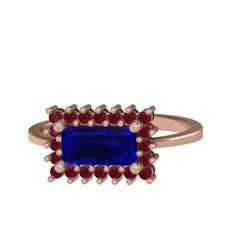 Via Yüzük - Lab safir ve kök yakut 18 ayar rose altın yüzük #10vgqxx