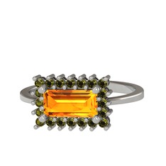 Via Yüzük - Sitrin ve peridot 925 ayar gümüş yüzük #11yrhje