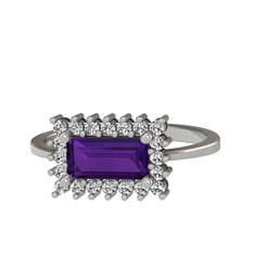 Via Yüzük - Ametist ve swarovski 18 ayar beyaz altın yüzük #12771w3