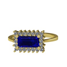 Via Yüzük - Lab safir ve pırlanta 14 ayar altın yüzük (0.4 karat) #131bwwd