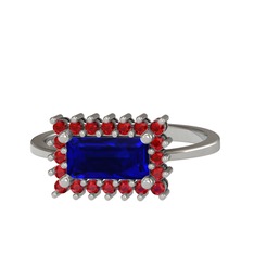 Via Yüzük - Lab safir ve garnet 925 ayar gümüş yüzük #13qoaus