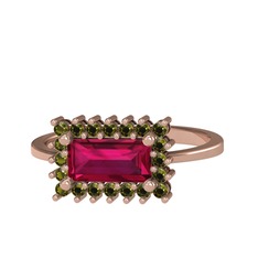 Rodolit garnet ve peridot 14 ayar rose altın yüzük