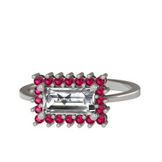 Swarovski ve rodolit garnet 18 ayar beyaz altın yüzük