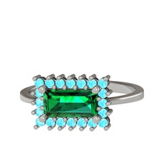 Via Yüzük - Yeşil kuvars ve akuamarin 925 ayar gümüş yüzük #1702cng