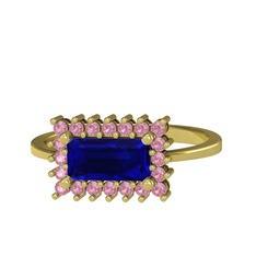 Via Yüzük - Lab safir ve pembe kuvars 14 ayar altın yüzük #171l9v8