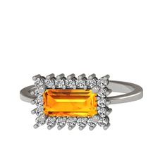 Via Yüzük - Sitrin ve swarovski 14 ayar beyaz altın yüzük #17cqri9