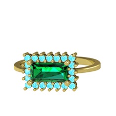 Via Yüzük - Yeşil kuvars ve akuamarin 8 ayar altın yüzük #17q4c5x