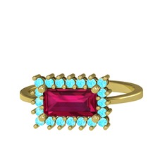 Via Yüzük - Rodolit garnet ve akuamarin 14 ayar altın yüzük #17vw03c