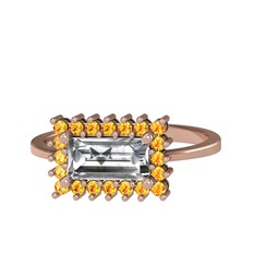 Via Yüzük - Swarovski ve sitrin 14 ayar rose altın yüzük #1898stz