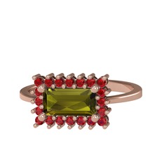Peridot ve garnet 8 ayar rose altın yüzük