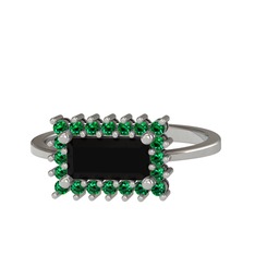 Via Yüzük - Siyah zirkon ve yeşil kuvars 925 ayar gümüş yüzük #1c4kvud