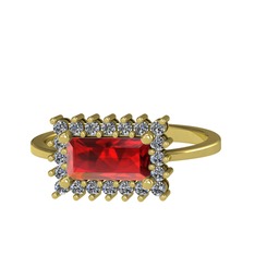 Garnet ve pırlanta 18 ayar altın yüzük (0.4 karat)