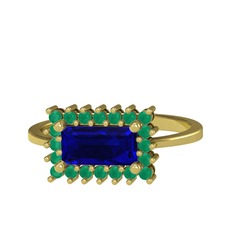 Via Yüzük - Lab safir ve kök zümrüt 14 ayar altın yüzük #1fkd13a