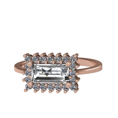 Via Yüzük - Beyaz zirkon ve pırlanta 8 ayar rose altın yüzük (0.4 karat) #1jg4wyb