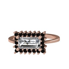Via Yüzük - Swarovski ve siyah zirkon 14 ayar rose altın yüzük #1kc3fxm