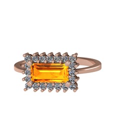 Via Yüzük - Sitrin ve pırlanta 8 ayar rose altın yüzük (0.4 karat) #1lodzxq