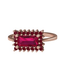 Rodolit garnet ve kök yakut 18 ayar rose altın yüzük