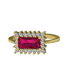 Via Yüzük - Rodolit garnet ve swarovski 18 ayar altın yüzük #1oogbo4