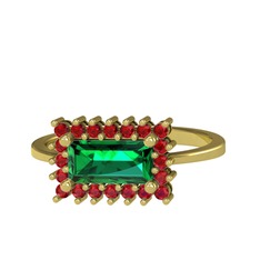 Via Yüzük - Yeşil kuvars ve garnet 14 ayar altın yüzük #1p6pqdt