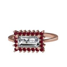 Via Yüzük - Beyaz zirkon ve kök yakut 925 ayar rose altın kaplama gümüş yüzük #1rgam9k